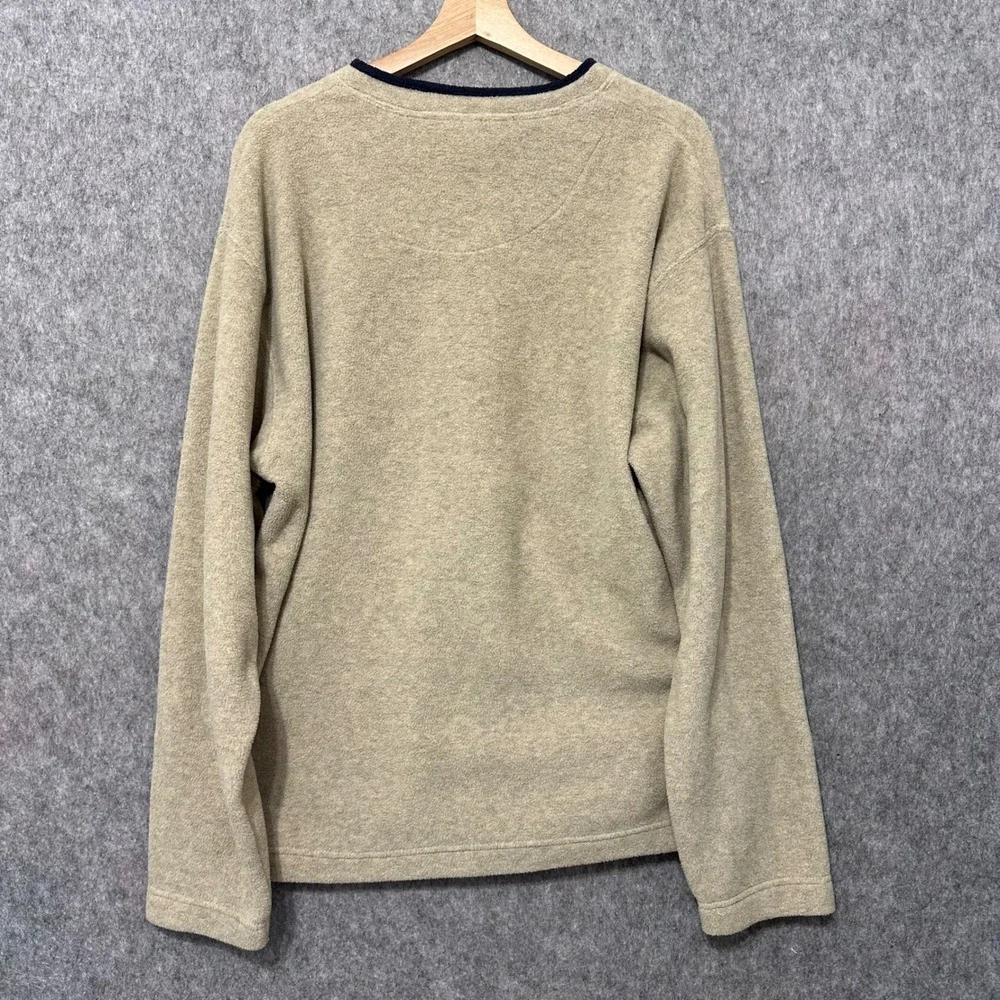 Vintage Gap Mens Large V-Neck Fleece Pullover Sweater Tan Beige‎ Comfort